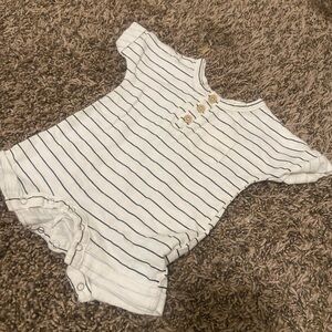 Carter's White and Black Striped Baby Onesie
